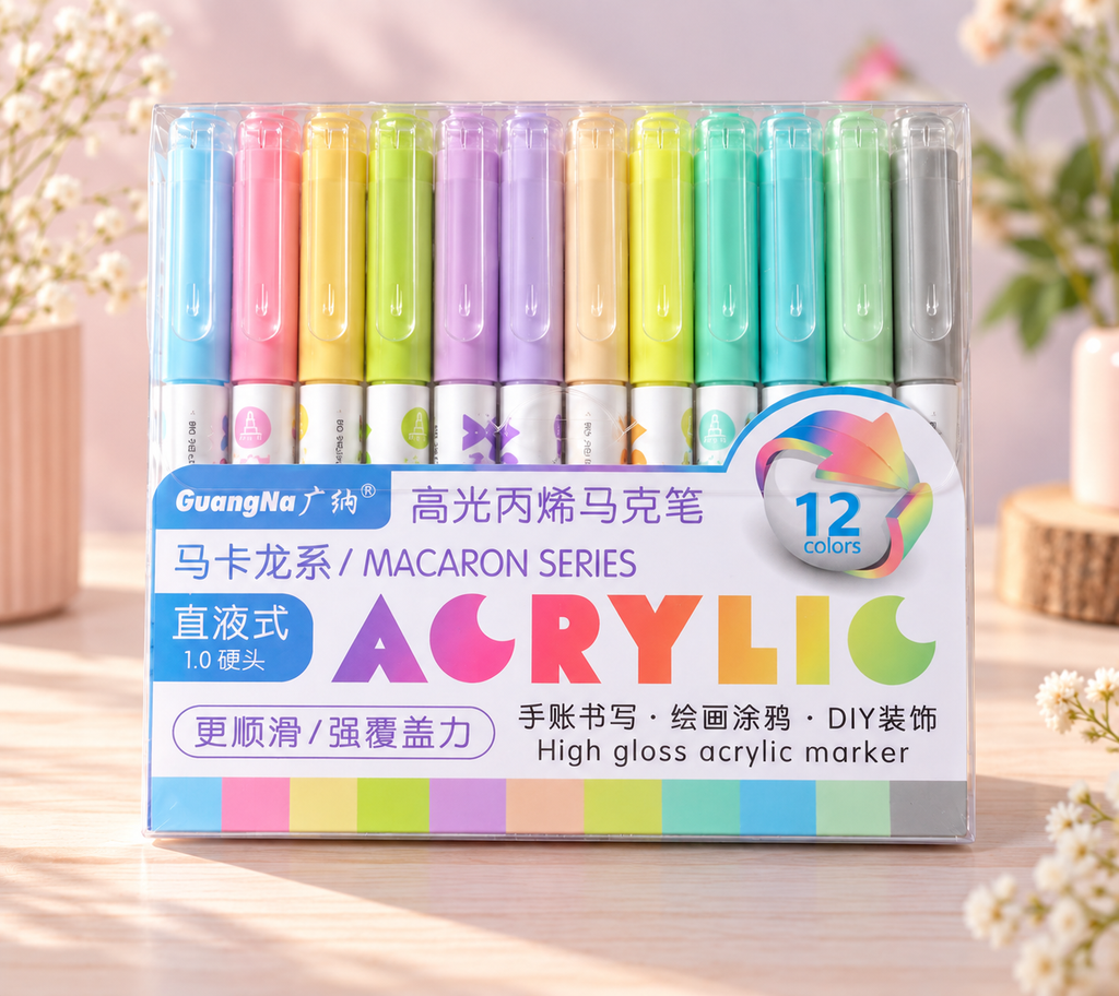 GuangNa High Gloss – Feutres acryliques – Pack de 12 couleurs