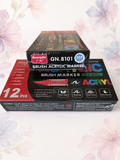 Boîte de 12 feutres acryliques Guangna Brush – Couleur au choix