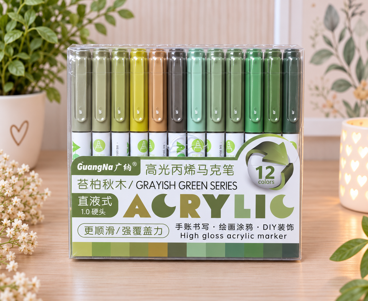 GuangNa High Gloss – Feutres acryliques – Pack de 12 couleurs