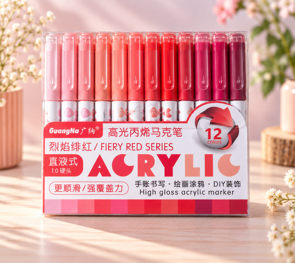 GuangNa High Gloss – Feutres acryliques – Pack de 12 couleurs