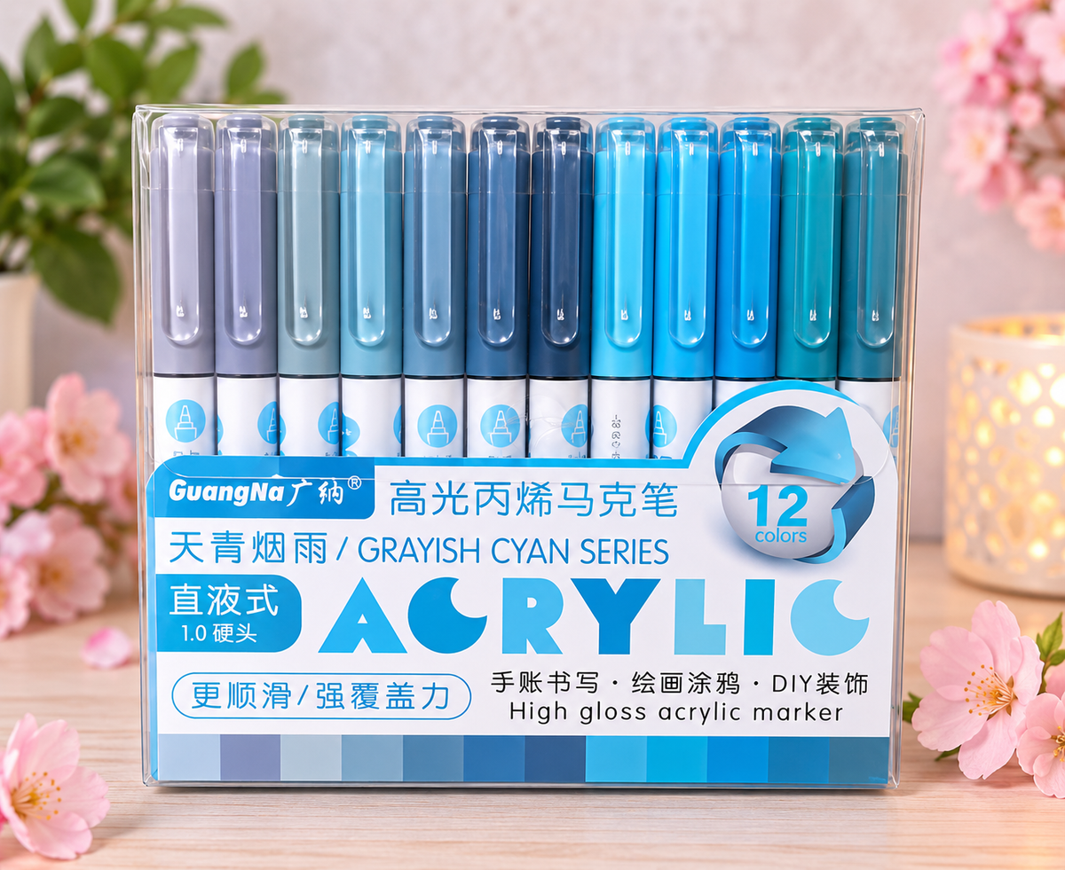GuangNa High Gloss – Feutres acryliques – Pack de 12 couleurs