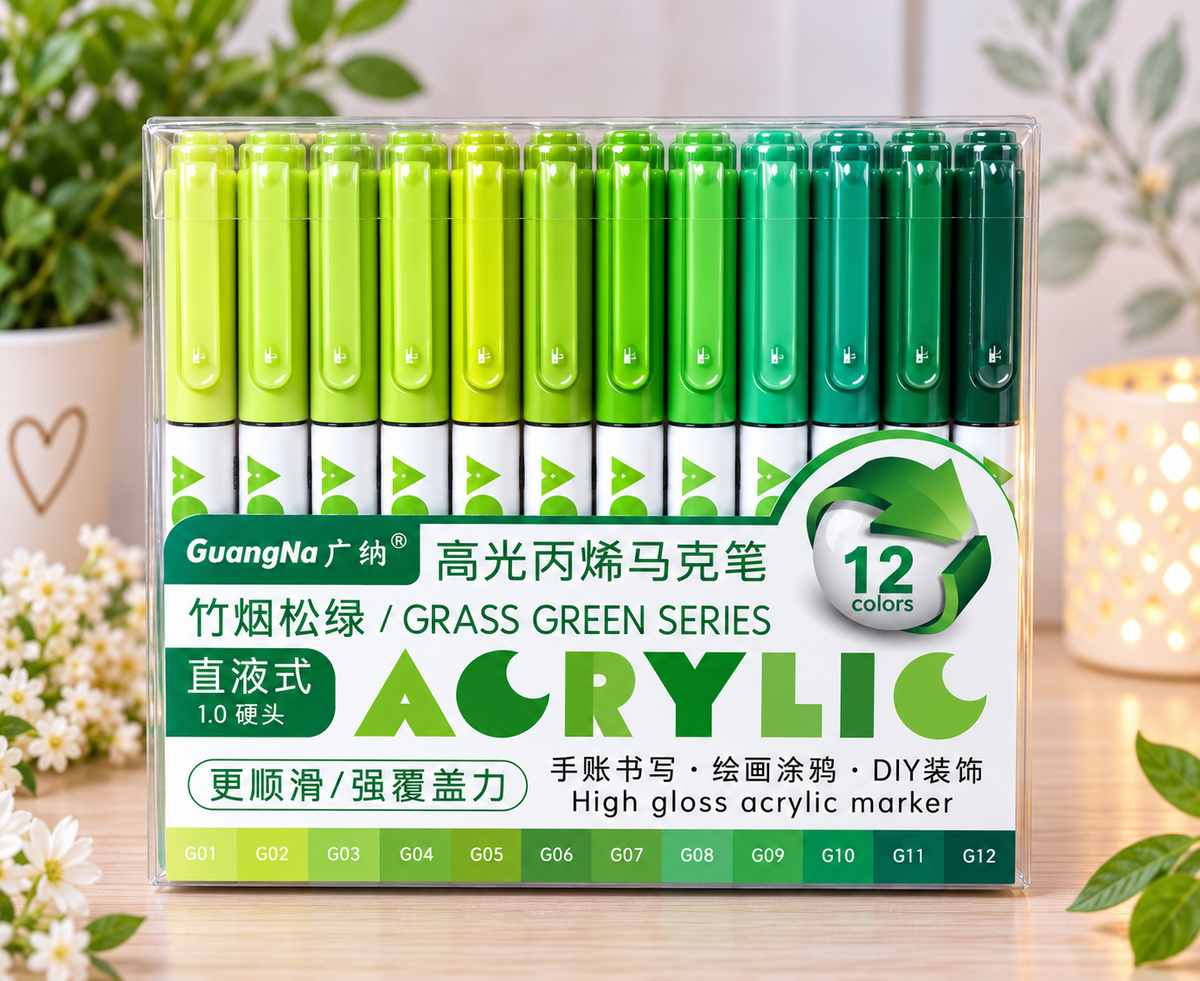 GuangNa High Gloss – Feutres acryliques – Pack de 12 couleurs
