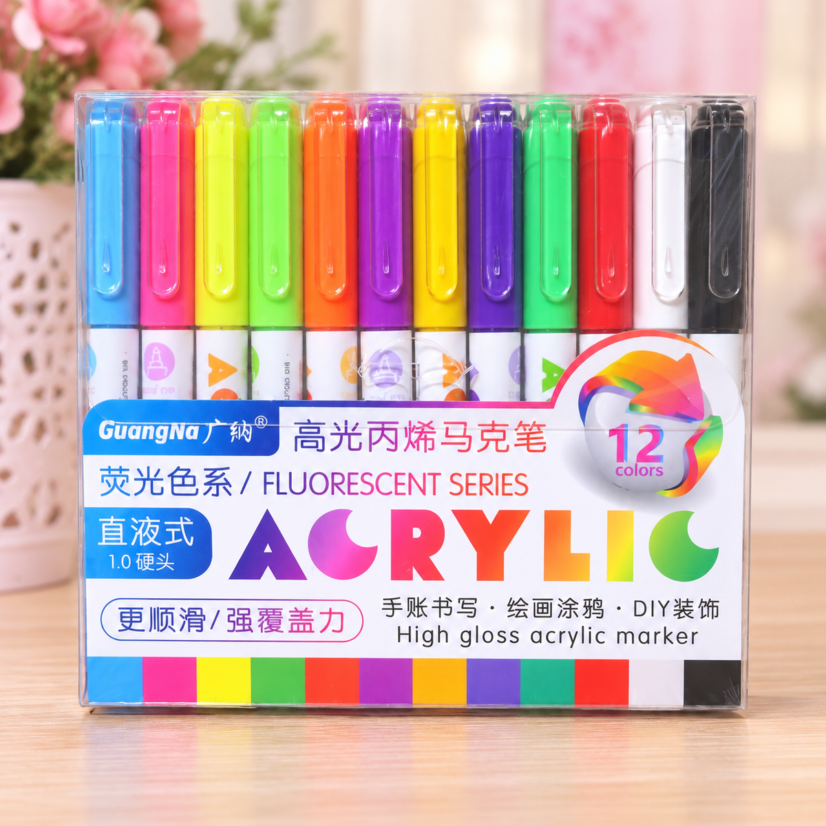 GuangNa High Gloss – Feutres acryliques – Pack de 12 couleurs