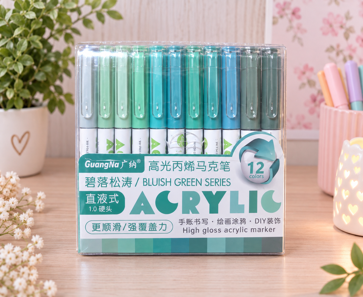 GuangNa High Gloss – Feutres acryliques – Pack de 12 couleurs