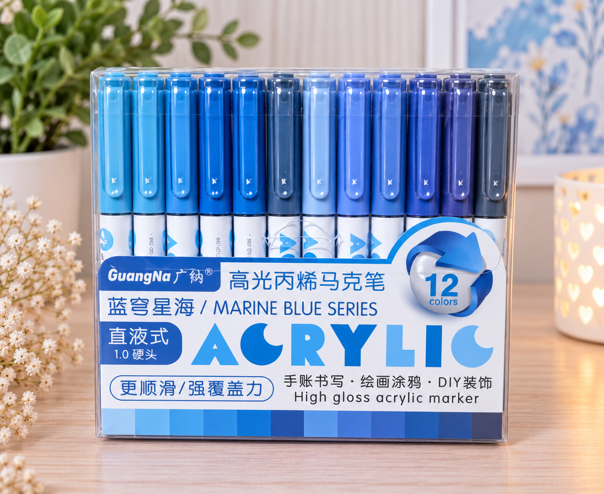 GuangNa High Gloss – Feutres acryliques – Pack de 12 couleurs