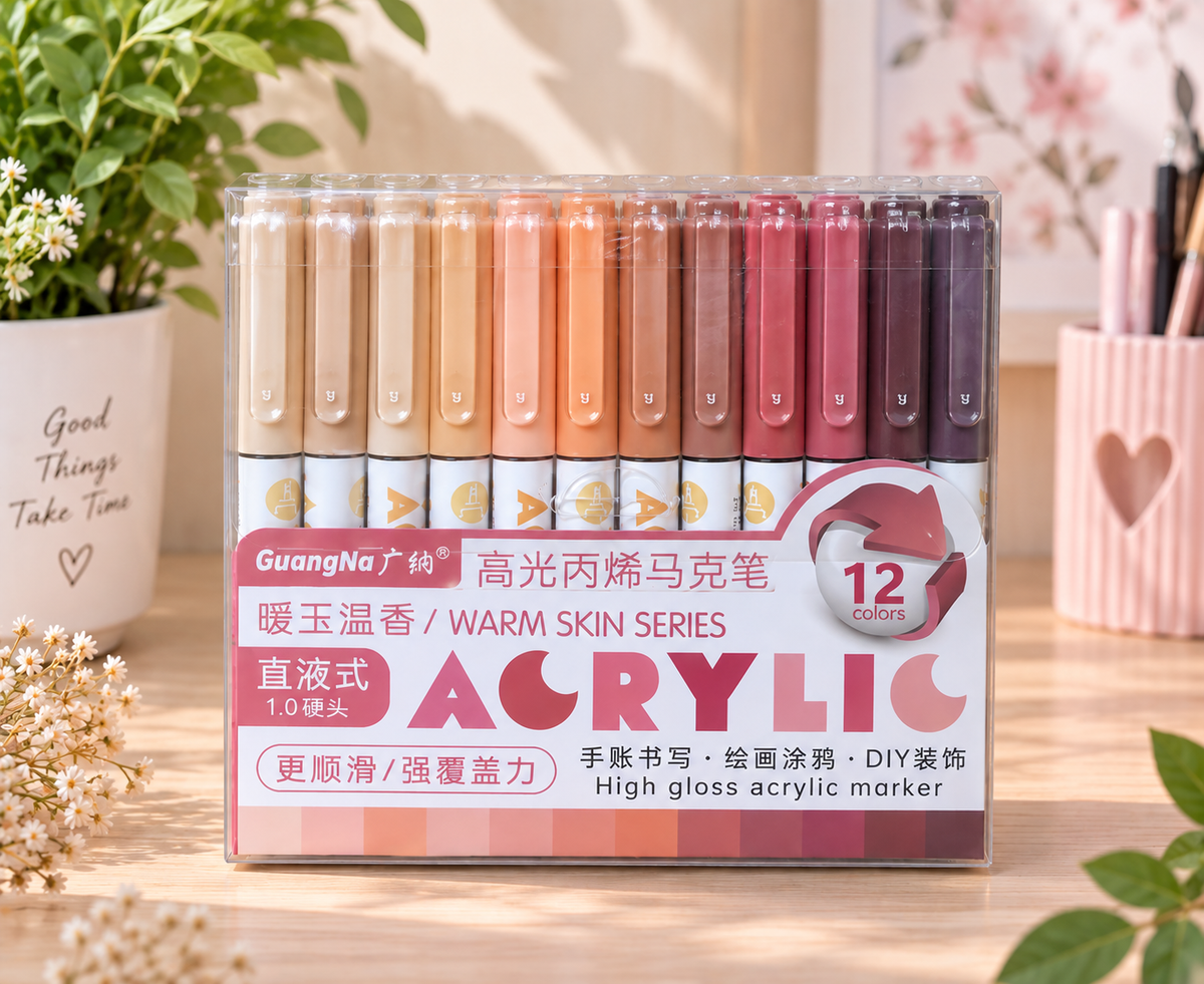 GuangNa High Gloss – Feutres acryliques – Pack de 12 couleurs