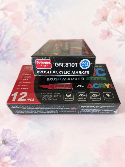 Boîte de 12 feutres acryliques Guangna Brush – Couleur au choix