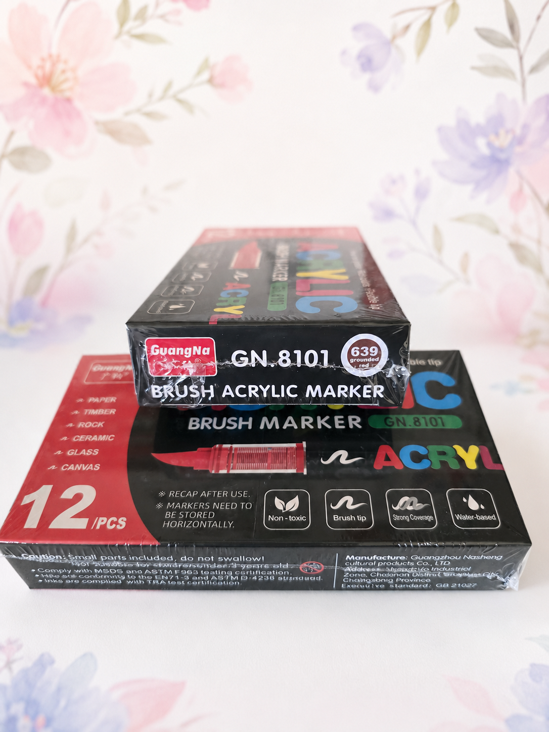Boîte de 12 feutres acryliques Guangna Brush – Couleur au choix
